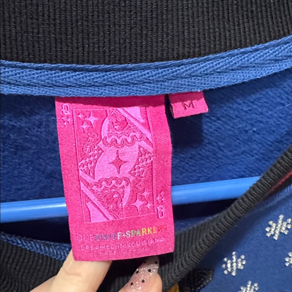 QUEEN OF SPARKLES Festive Taxi Sweater - Blue, Black, Yellow - Picture 5 of 5